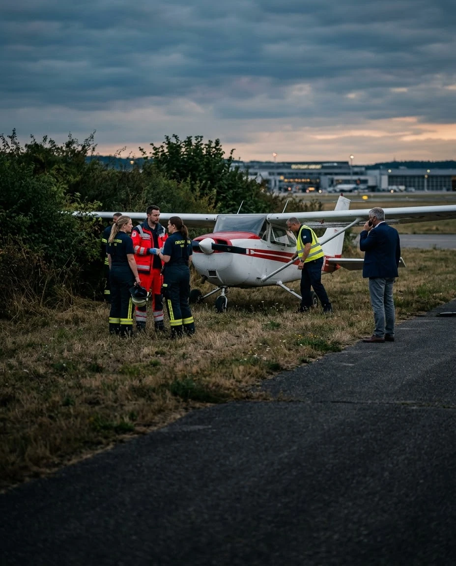 Stuttgart'ta Küçük Uçak Pistten Çıktı: Pilot Yara Almadı
