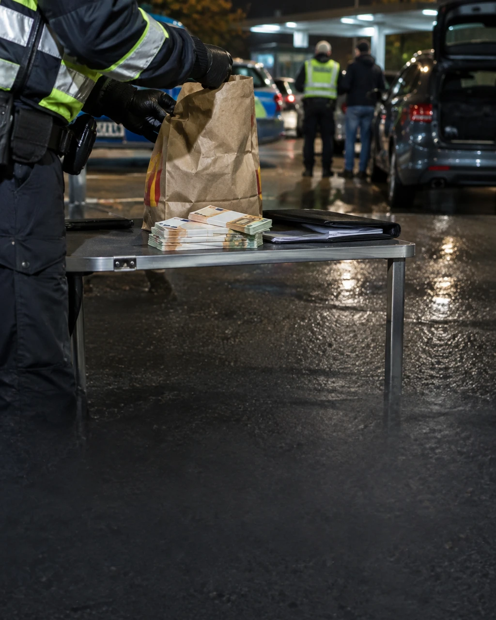 A1'de Denetim: Fast-Food Poşetinden 101 Bin Avro Çıktı